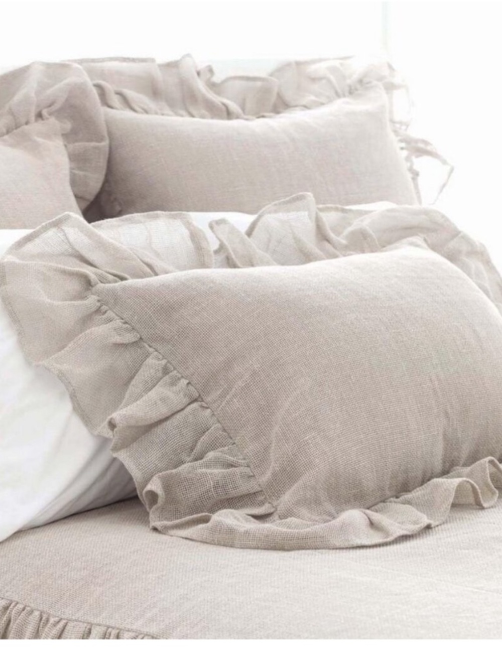 Anne Selke Pine Cone Hill pair of Ruffled Linen pillow covers.